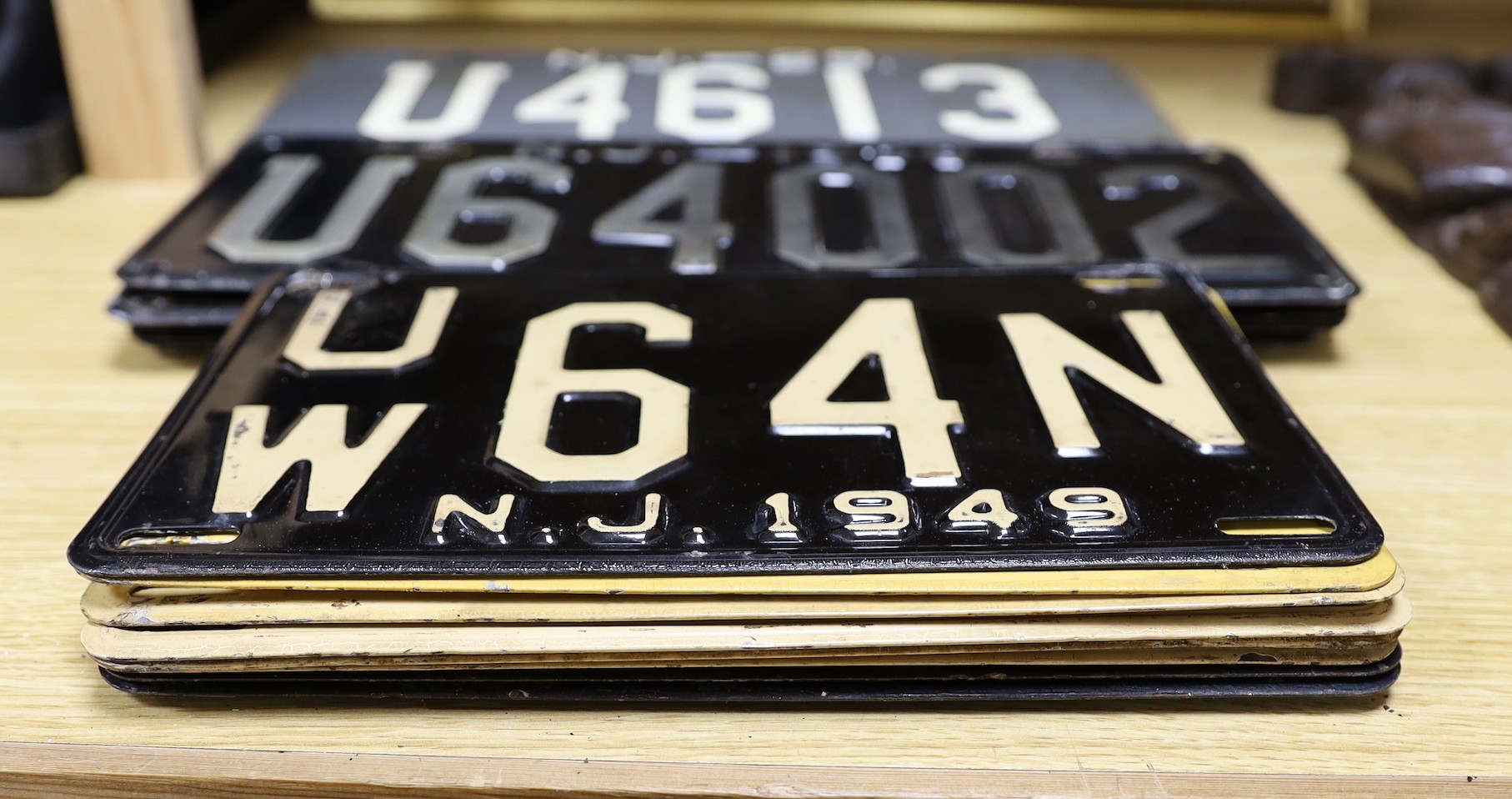 Seven New Jersey 1920's number plates, eight similar 1930's number plates and nine 1940's number plates (24)